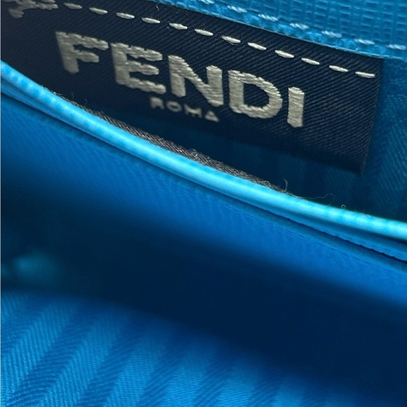 Fendi long leather wallet continental blue and beige - Picture 4 of 10